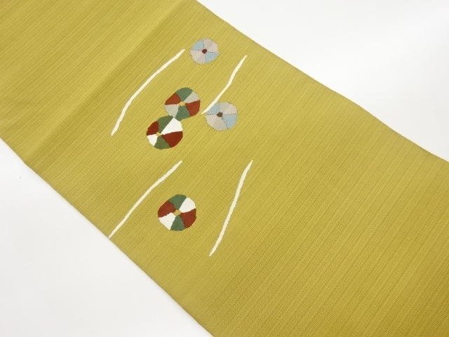 抽象丸文模様織出し名古屋帯